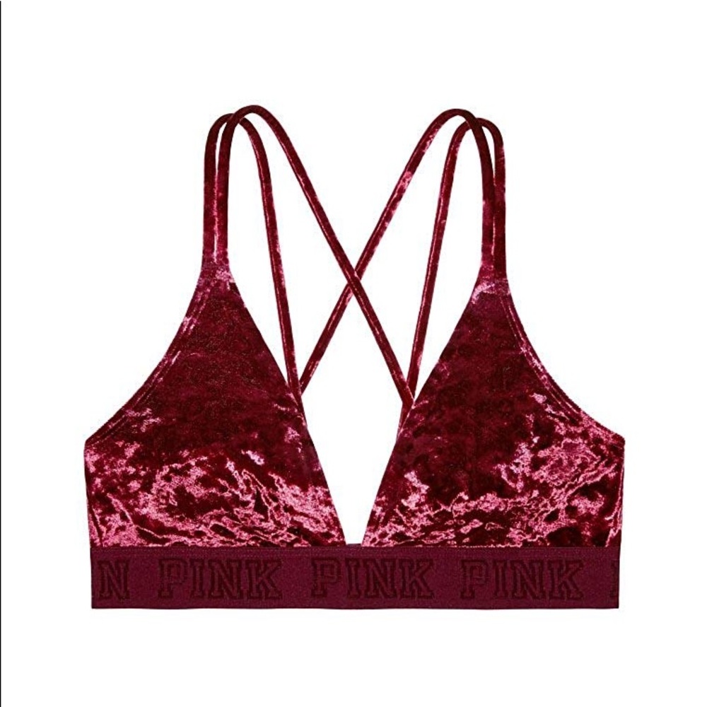 VS PINK maroon velvet bralette